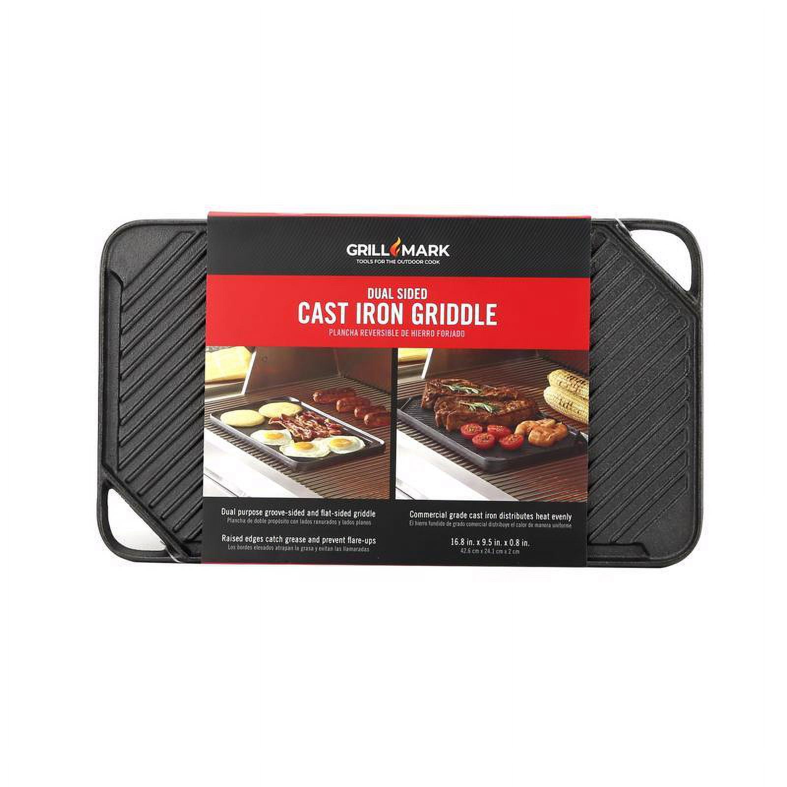 Grill Mark Black Cast Iron Reversible Griddle 16.75 x 9.5 in.