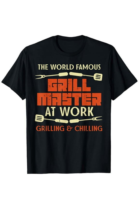 Grill Master At Work Funny BBQ Graphic Tee Shirt for Men Women Cotton