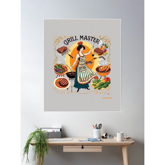 Grill Master - Barbecue Master In Vintage Style Part Ii Poster Wall Art, Modern Wall Decor For Living Room Bedroom, 16x24 UNFRAMED