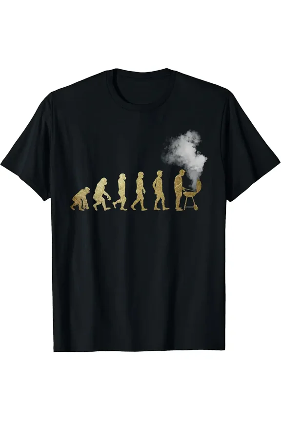 Grill Master Evolution Funny BBQ Silhouette Men Short Sleeve Graphic T-Shirt