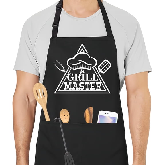 Grill Master Funny Aprons for Men with 2 Pockets, Cooking Apron for Dad, Gag Gifts for Men, Adjustable BBQ Grilling Apron for Husband, Chef Kitchen Gifts for Birthday & Father‘s Day - A13