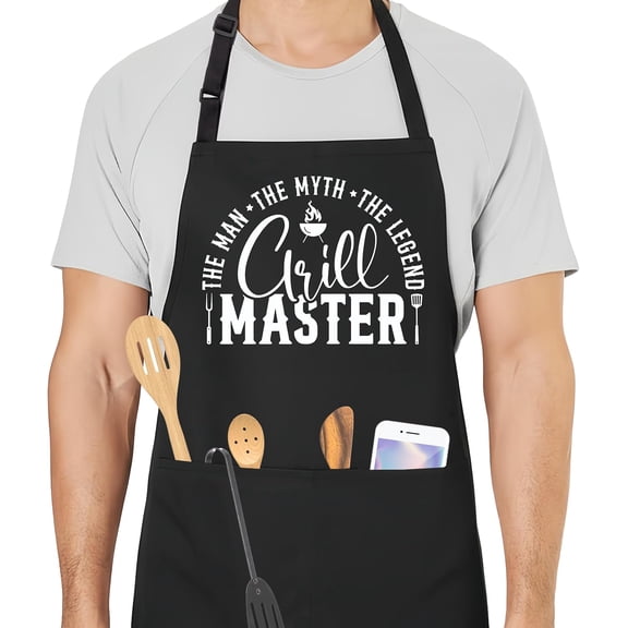Grill Master Funny Aprons for Men with 2 Pockets, Cooking Apron for Dad, Gag Gifts for Men, Adjustable BBQ Grilling Apron for Husband, Chef Kitchen Gifts for Birthday & Father‘s Day - A14