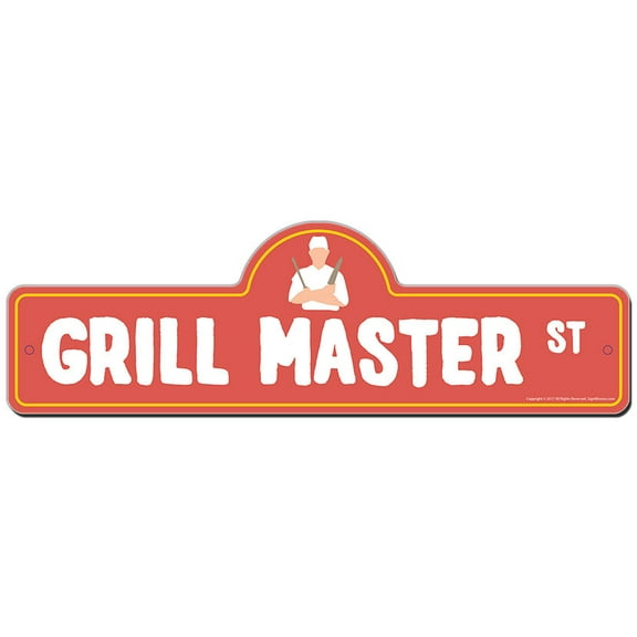 Grill Master Street Sign | Indoor/Outdoor | Funny Home Decor for Garages, Living Rooms, Bedroom, Offices | SignMission personalized gift