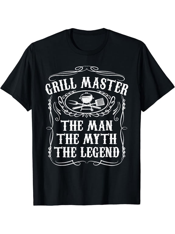 Grill Master The Man The Myth Legend Funny BBQ Smoker Gift T-Shirt Black Medium