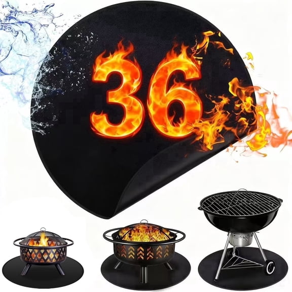 Grill Mat, 36" Fire Pit Mat, Fireproof 3-Layered Heat Pad for BBQ, Waterproof Deck Protector for Outdoor Grilling