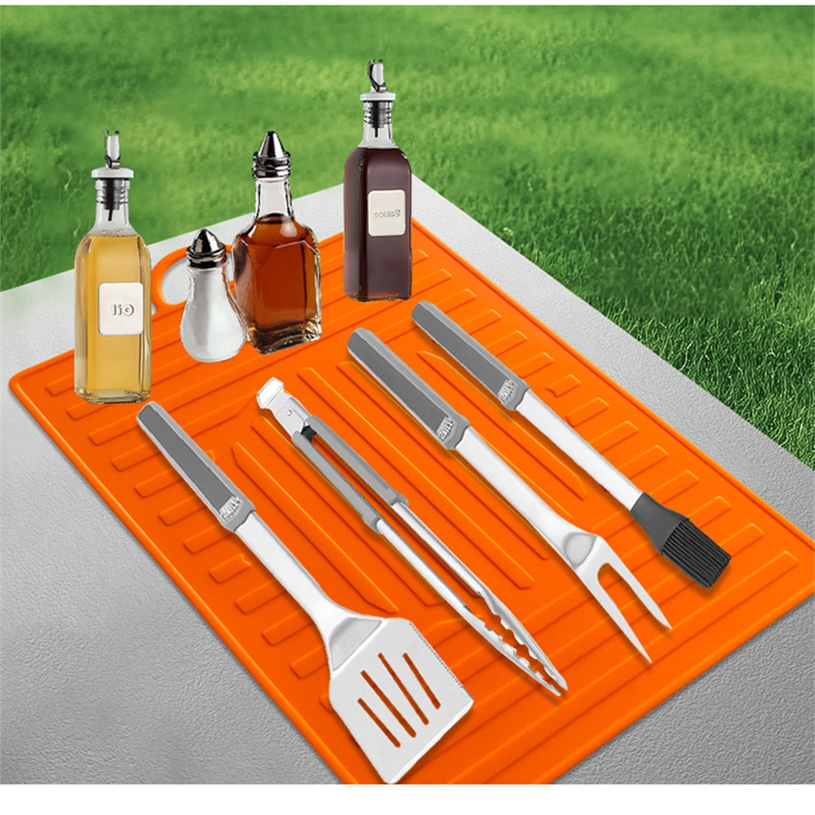 Grill Mat for Composite Deck Silicone Griddle Tools Grill Mat Spatula Mat Griddle for Side Shelf
