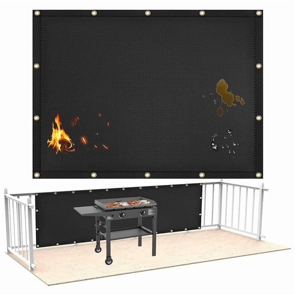 Grill Mat for Outdoor Grill,Double-Sided Fireproof Grill Pad,Perfect for Outdoor Barbecue Spots,Fireproof, Waterproof, and Oilproof BBQ Protector for Decks and Patios(L)