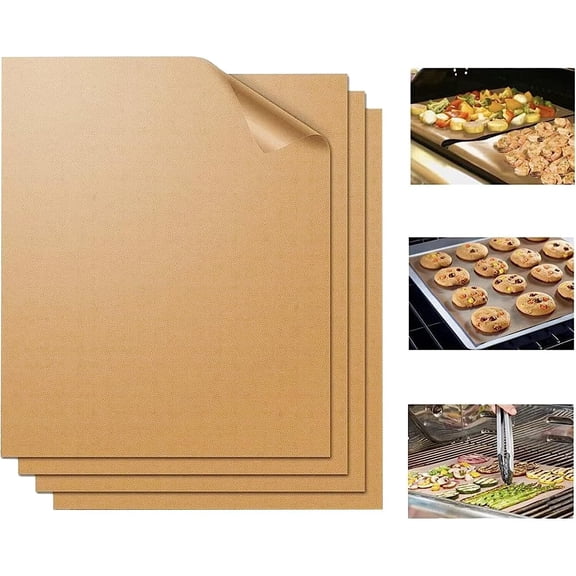 Grill Mat Set of 4-100% Non-Stick BBQ Grill Mats&Baking Mats, 13 x 15.75 Inch Heavy Duty, Reusable and Easy to Clean, Works on Gas Charcoal and Electric BBQ (4 Pcs Copper)
