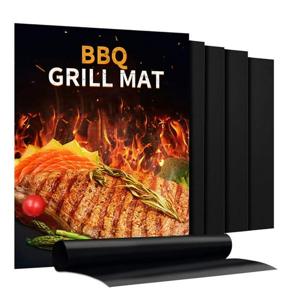 Grill Mat - Set of 5 Heavy Duty Grill Mats Non Stick, BBQ Outdoor Grill & Baking Mats - Reusable, Easy to Clean Barbecue Grilling Accessories - Work on Gas Charcoal Electric - Extended Warranty