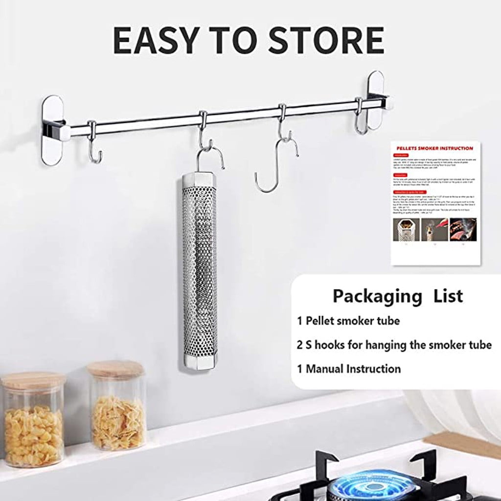 Grill Mat for Composite Deck 12'' Hexagon Bbq Wood Pellet Tube Smoker Portable Barbecue Smoke