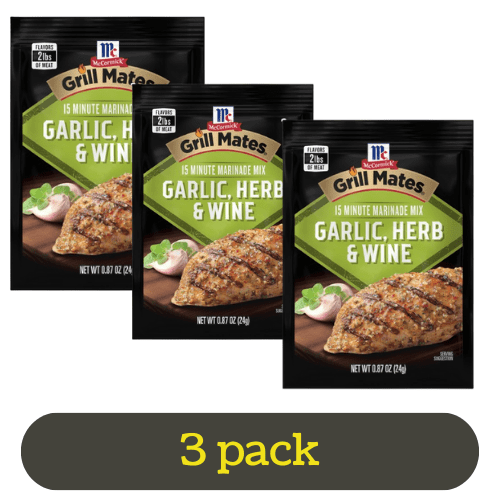 Grill Mates Garlic, Herb & Wine Marinade Seasoning Mix, 0.87 oz Packet (3 Pack)