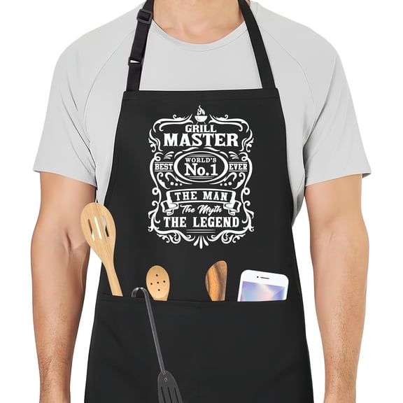 Grill Meister Funny Aprons for Men with 2 Pockets, Cooking Apron for Dad, Gag Gifts for Men, Adjustable BBQ Grilling Apron for Husband, Chef Kitchen Gifts for Birthday & Father‘s Day - A16