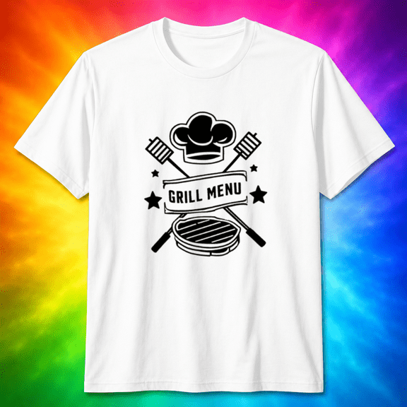 Grill Menu Chef Hat BBQ Grilling T-Shirt, for men & women, S-5XL