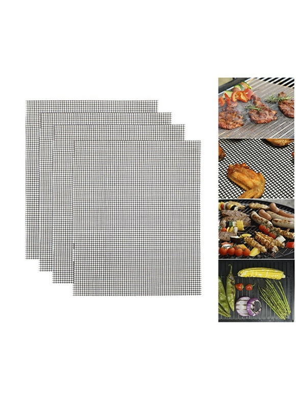 Grill Mesh Mat Set of 4,Heavy Duty BBQ,Barbecue Grill Accessories Reusable Non Stick BBQ Grill mats, Heavy Duty, Reusable Grilling mats, Easy to Clean - Works on Gas, Charcoal, Pellet Grill