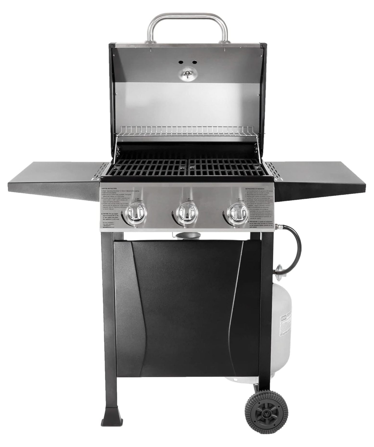 Grill Outdoor BBQ Propane Gas Grill with Side Burner, Lid, Wheels