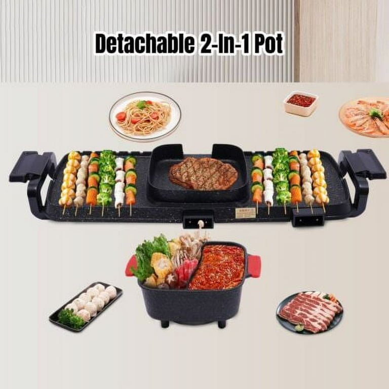 Grill Pan Hot Pot 2-in-1 Shabu Non-stick Portable Cookware Eletric - Main Image