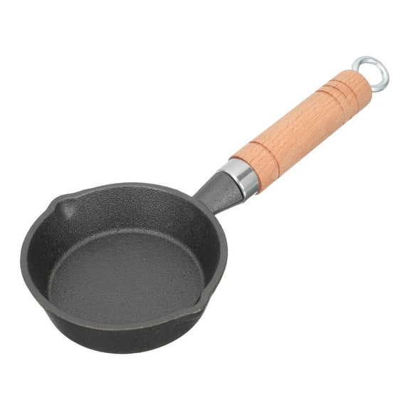 Grill Pan Small Cast Iron Pot Nonstick Fry Pan Portable Frying Pan Mini Omelet Pan Furnace Wooden