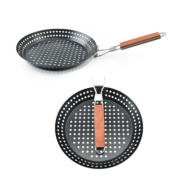 Square Grill Pan with Folding Handle for Indoor BBQ Grilling Skillet for Pizza Chapati Vegetables and Seafood