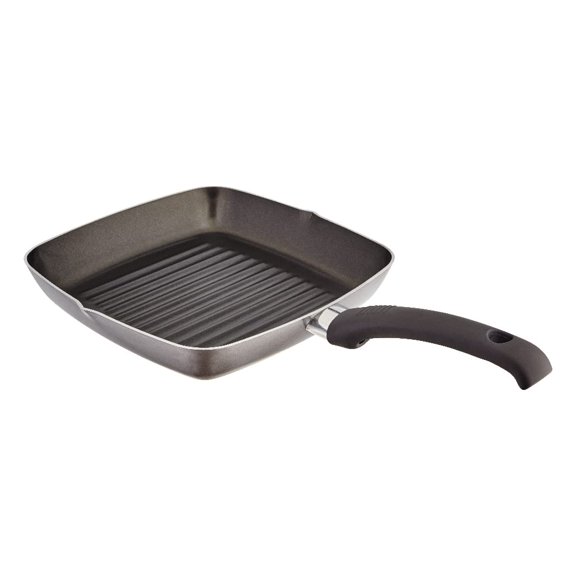 Grill Pan With Ribbed Base, Aluminium, Pewter Finish, 16cm