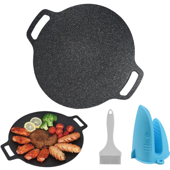 Grill Pan for Indoor Cooking,Korean Bbq Grill,Non-stick Round Baking Pan ,Multifunctional Frying and Baking Pan for Home Kitchen Camping