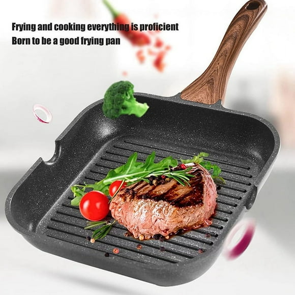 Grill Pan for Stove Tops, Induction Pan Aluminum Induction Steak Bacon Pan Frying Pan for Gas, Ceramic,28cm