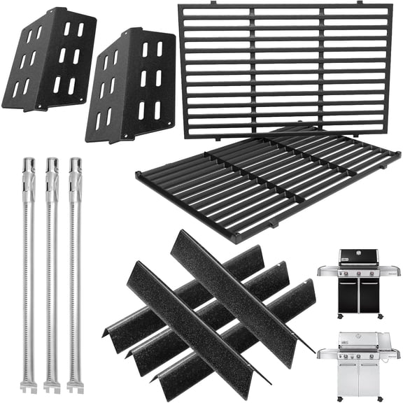 Grill Parts Kit for Weber Genesis 300 310 330 Genesis E330 E310 S310 S330 EP330 S320 E320 Grill Parts 17.5" Flavorizer Bars, Genesis 7528 Grates Heat Deflector Grill Parts Kit, 3Pcs 62752 Burner Tube