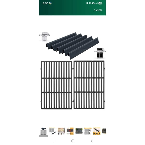 Grill Parts Kit for Weber Genesis 300 310 330 CAST IRON GRATES & Flavorizer