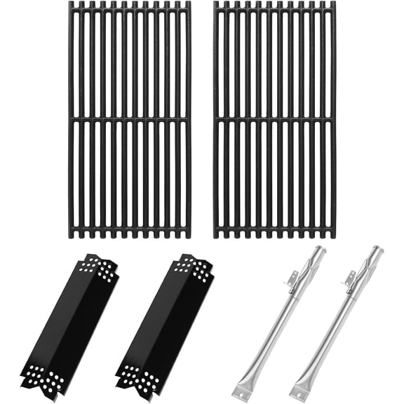 Grill Parts for Nexgrill 2 Burner Nexgrill 720-0864 720-0864R Gas Grill Models, Porcelain Steel Heat Plate and Burner, Cast Iron Grill Grates