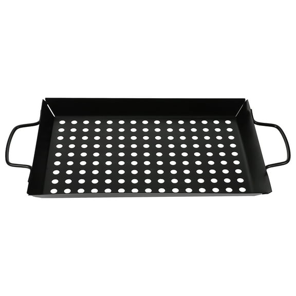 Grill Plate Burger Flipper Barbecue Spatula Wire Grilling Holder Platter Baking Dish Black