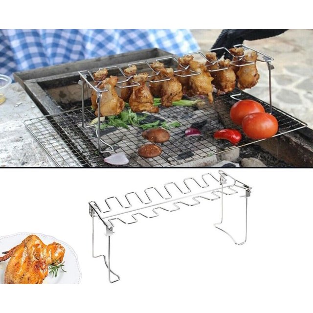 Grill Rack, Chicken Leg and Wing Rack, 14 Slots BBQ Chicken Drumsticks