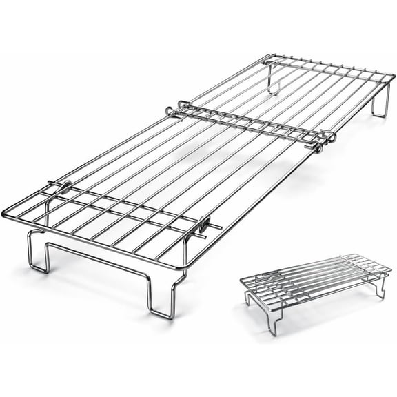 Grill Rack for Gas/ Pellet/Griddle/ Grill, Adjustable Warming Rack, Upper Rack with Foldable , Adjustable Length 15.3-22.1 in ( Grill Rack)
