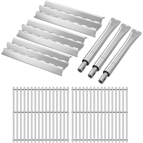 Grill Replacement Parts, 9468-54, 9865-54, 9468-54, 9468-84, 3 Pack Heat Plates and Burner Tube, 2 Pack Grill Grates, Stainless Steel