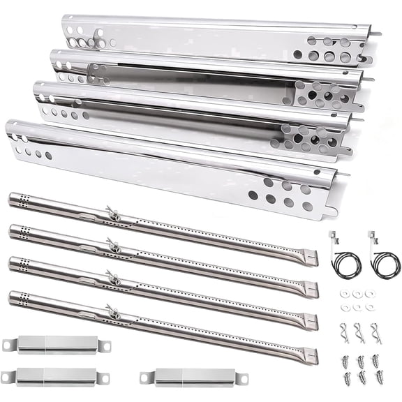 Grill Replacement Parts for Charbroil Performance 4 Burner 463342119 463342118 463332718 463347017, Stainless Steel Burners Heat Plates Replaces G470-5200-W1 G470-0004-W1 Fits Charbroil 4 Burner