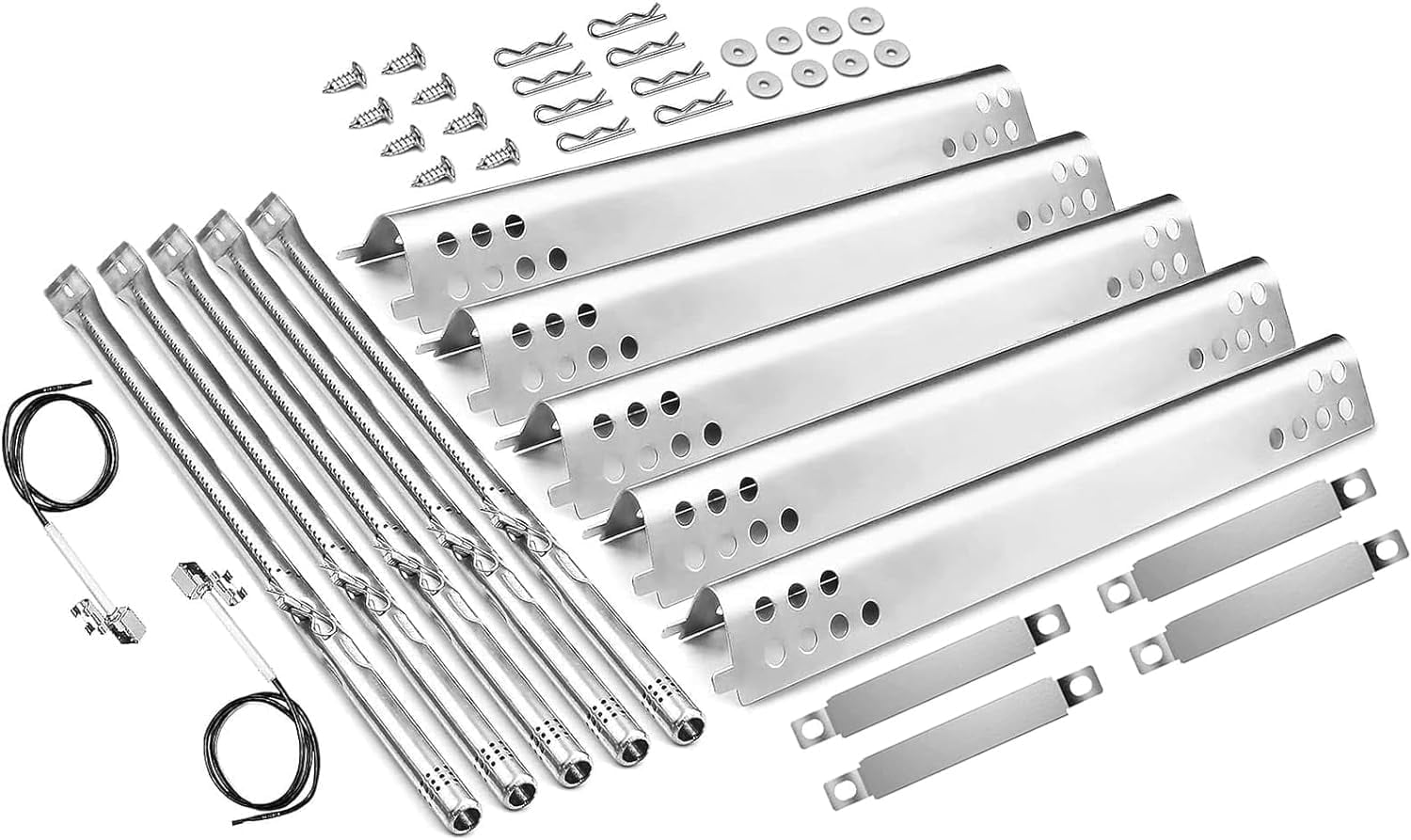 Grill Replacement Parts for Charbroil Performance 5 Burner 463347519, 463347518, 463275517, 463275717,Heat Plate Tent Shield,Grill Burner Pipe,Crossover Tube,for Charbroil 4 Burner 463347017 Gasgrill
