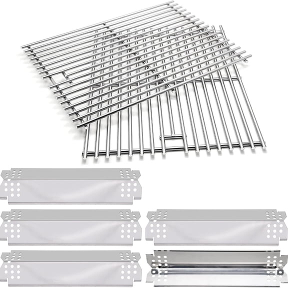 Grill Replacement Parts for Nexgrill 5 Burner 720-0888, 720-0888N, 720-0888S, 4 Burner 720-0830H, 17 Inch Stainless Steel BBQ Grill Cooking Grates, Heat Shields Tent Plates for Nexgrill 720 0830H.