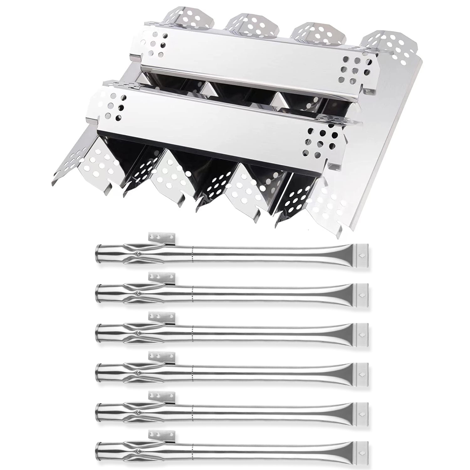 Grill Replacement Parts for Nexgrill 6 Burner 720-0898, 730-0898, 720-0898A, Stainless Steel Grill Burner Tubes, Heat Shiele Tent Plates Kits Replacement for Home Deport Nexgrill 4 Burner 720-0830H