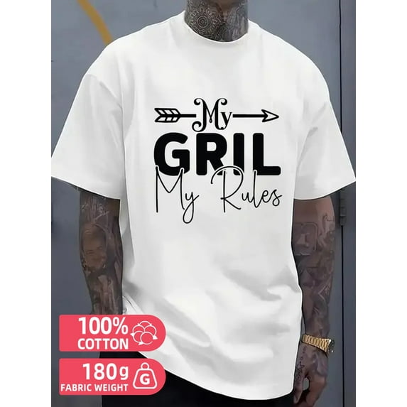 Grill Rules Tee men's white 180G 100% Cotton Daily and weekend wear Vintage Unisex Shirt Graphic Tee tshirts Unique Design Unisex Shirt Short Sleeve tshirts