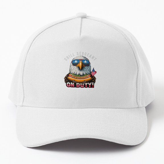 Grill Sergeant on Duty Baseball Hat, BBQ Command Statement Graphic Design, Classic Cap