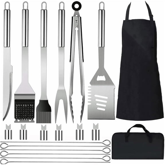 Grill Set,Grilling Gifts for Men,Grilling Accessories,BBQ Set,BBQ Accessories with Apron for Dad,Grill Tool Set for Outdoor,Grill Kit for Camping,Backyard