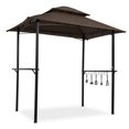 thumbnail image 1 of Grill Shelter Gazebo, 5x8FT BBQ Grill Gazebo Canopy for Outside, Waterproof Patio Gazebo Tent with Hook and Bar Counters, BBQ Beach Sunshelter with Double Tier Soft Top Canopy and Steel Frame, L6063, 1 of 6