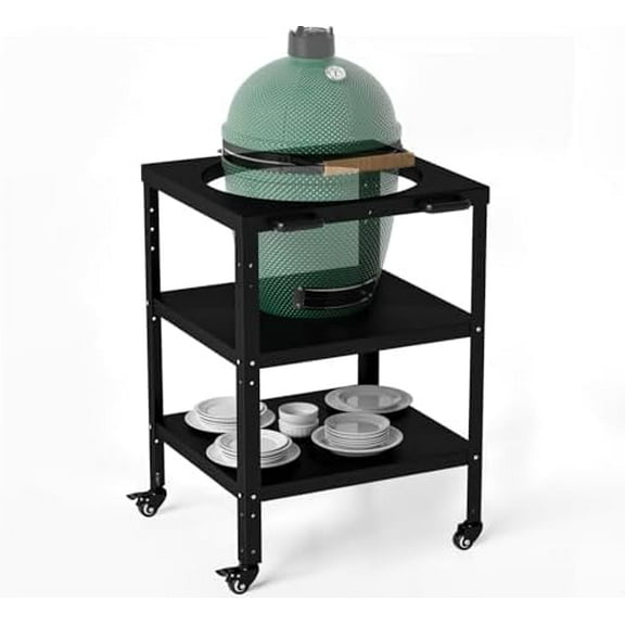 Grill Table for Large Big Green Egg, Modular Nest Frame Grill Stand with Wheel and Hook, Family Outdoor Cooking Rack for Barbecue, Compatible with M/L Model Big Green Eggs$$Garden &