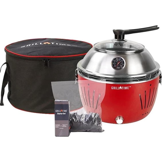 Grill Time GLLUPG-RC-13 Portable Grill with Hood - Red