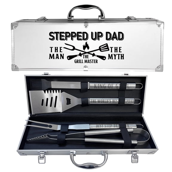 Grill Tool Set Stainless Steel Step Dad Backyard BBQ