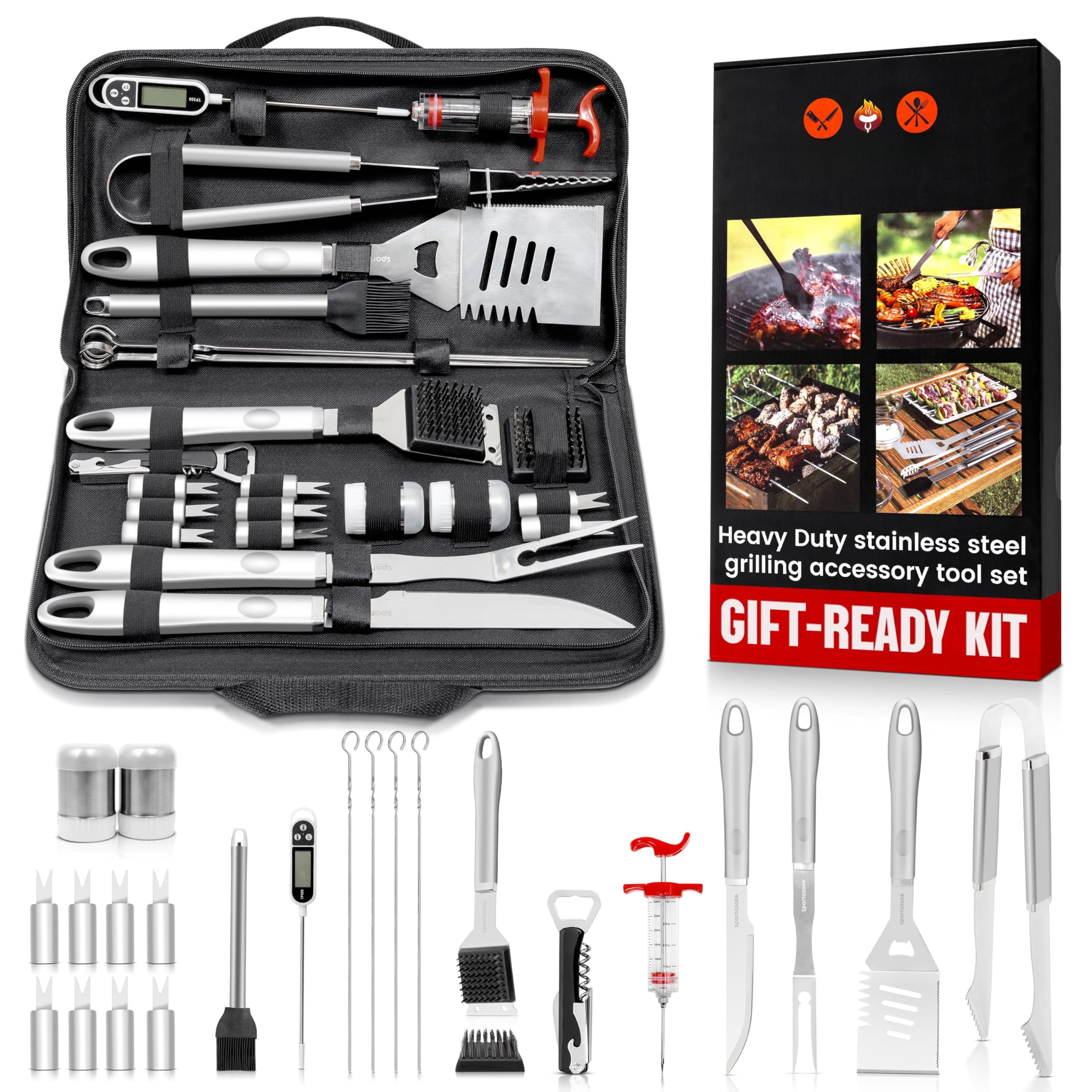 Grill Tool Sets SteelHandle 24-Pack Stainless Steel Barbecue Accessories