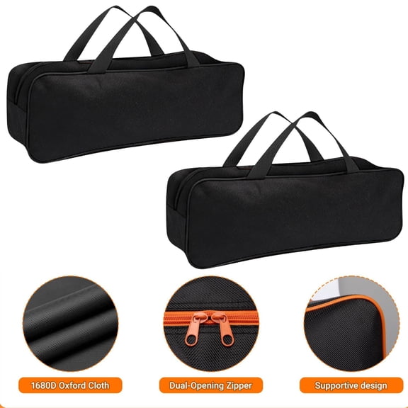 Grill Tool Storage Bag, BBQ Utensil Organizer Carry Case with Skewer Holder, Heavy Duty Grill Accessory Tools Storage for Outdoor Grilling Camping, Hold BBQ Tools up to 14"(Black,2S)