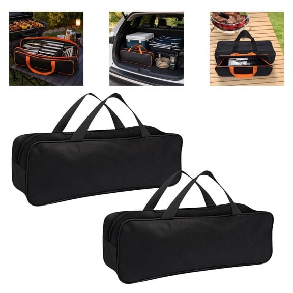 Grill Tool Storage Bag, Heavy Duty Oxford Grill Utensil Storage, Large Capacity Grill Accessory Storage Carry Case for Outdoor Grilling Camping RV Travel(Black,2S)