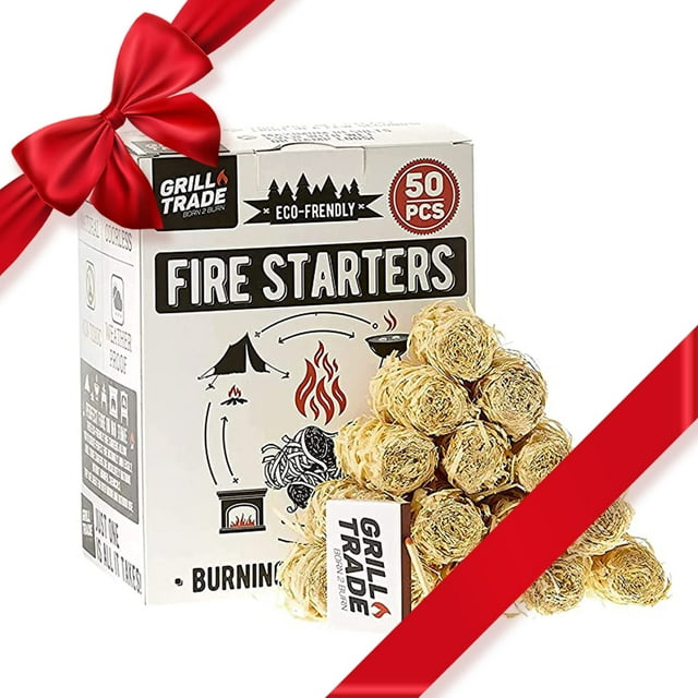 Grill Trade Firestarters - Natural Fire Starters Burn Wood 50 Firelighters