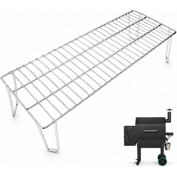 Grill Warming Rack for Green Mountain Daniel Boone Pellet Grill, Stainless Steel Upper Rack, Heavy-Duty Grill Rack Accessories, Replacement for GMG-6008, Silver