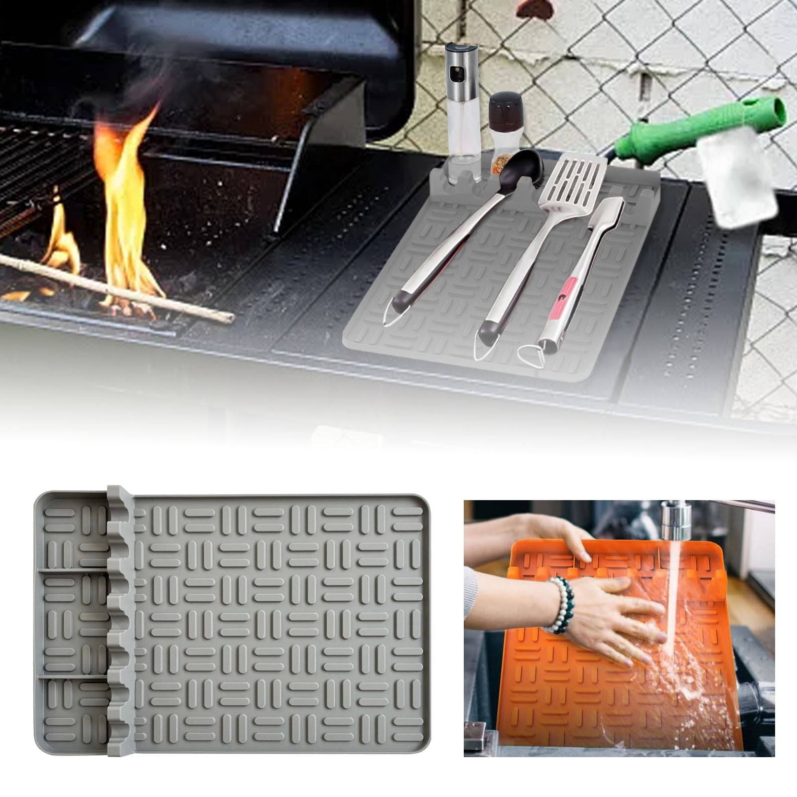 Grill Water Sprayer Metal Grill Mesh Screen Nonstick Grill Mats