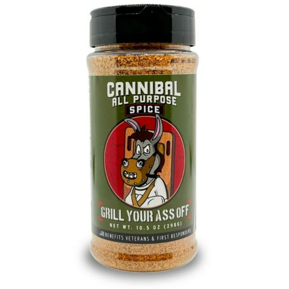 Grill Your As* Off Cannibal Seasoning – 10oz Chili-Based Southern Texas BBQ Rub for Steak, Beef & Burgers – MSG & Gluten Free – USA Made & Veteran Owned